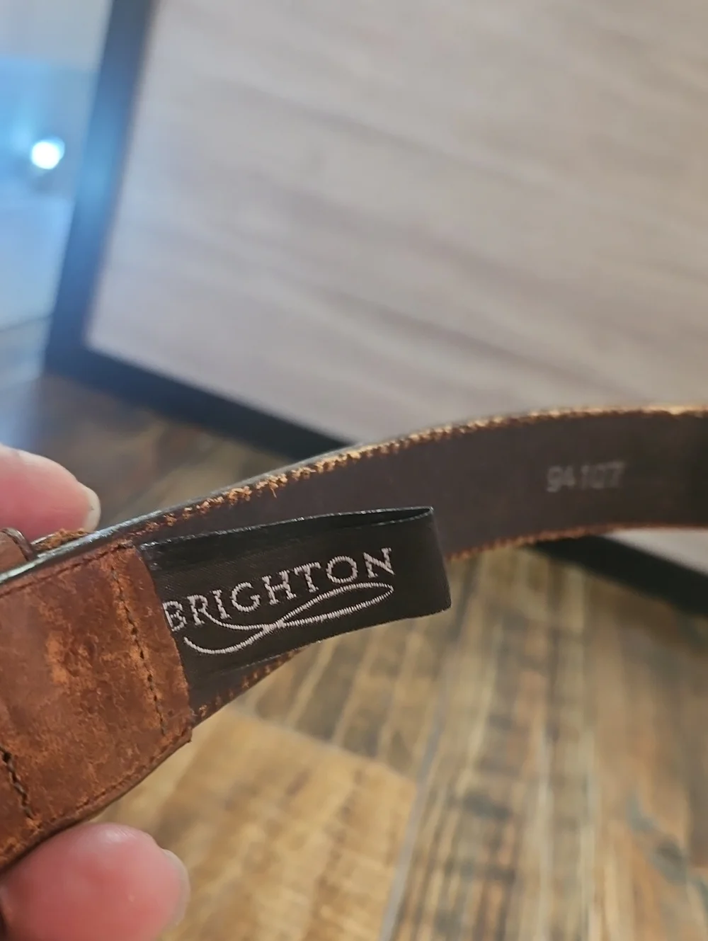 Brighton Men's Brown Leather Braided Belt with Aztec Design Inlay Size 34